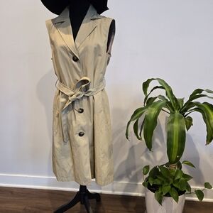 Michael Kors Sleeveless Belted Trench Dress - Beige